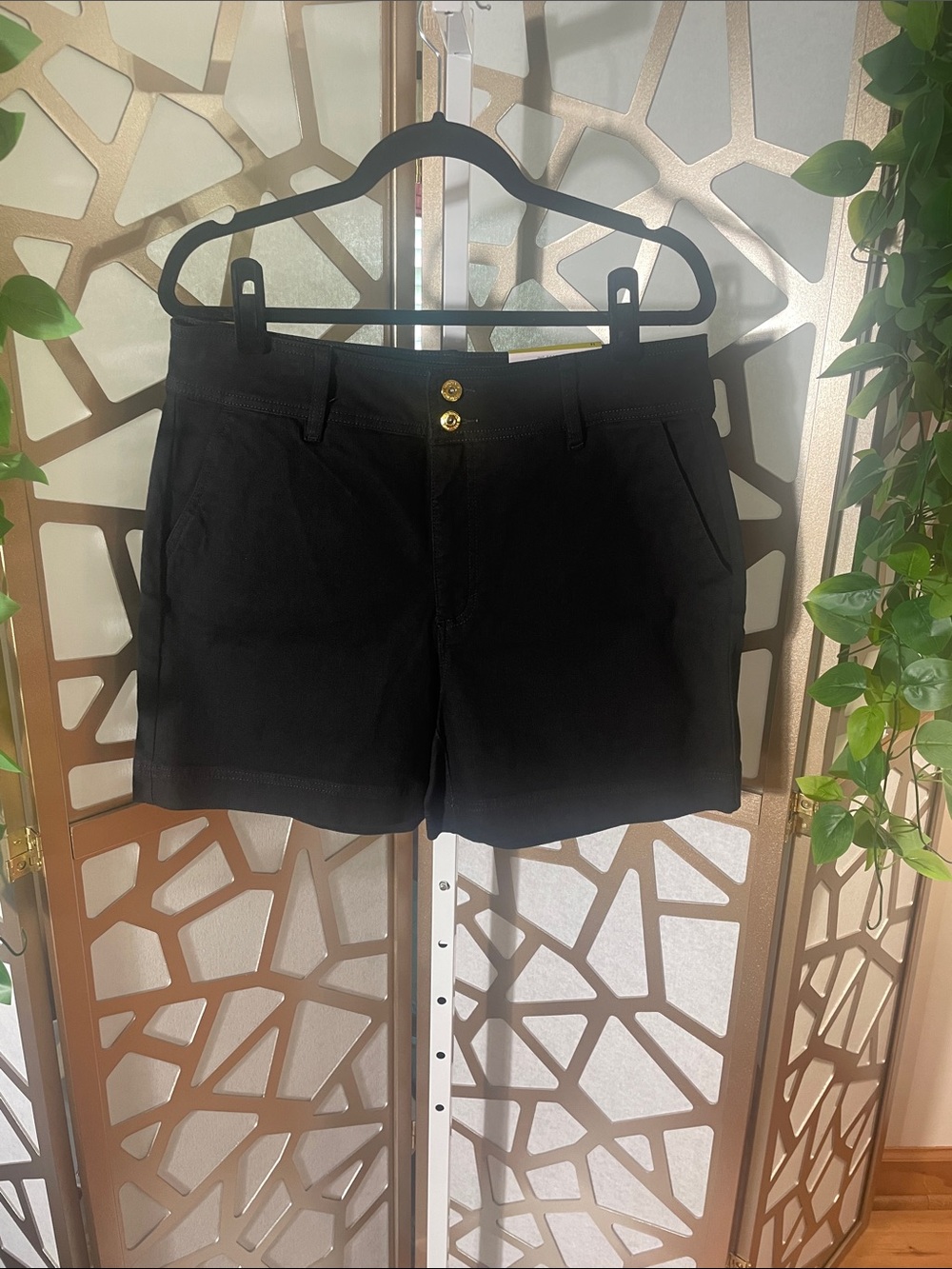 INC International Concepts high-rise denim shorts, black, 14
